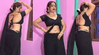 Elegant Stunning Black 🖤 Plain Chiffon Saree | Black Blouse | Traditional & Glamorous Look 