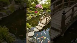 Relaxing Koi Pond & Wooden Bridge in a Zen Garden #KoiPond #ZenGarden #JapaneseGarden