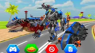 Multi Robot Transform Game 2021: Dinosaur Robot Bike Transform Battle: Blue Robot - Android Gameplay