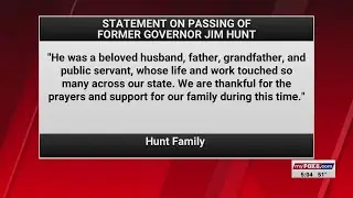 Former North Carolina Gov. Jim Hunt dies at 88
