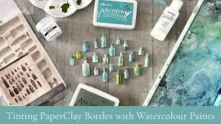 Mixed media air-dry clay mini apothecary bottles - tinted with watercolour paint