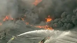 Raw: Firefighters Battle Fla. Warehouse Fire