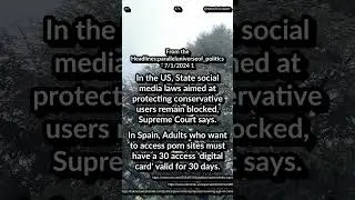 US State social media laws blocked. Spain: porn 30 day access card. Argentina criminal age 13