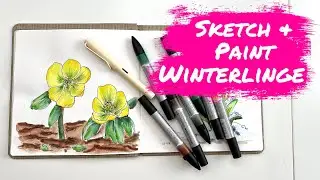 Fr&uuml;hlingsblume - Winterling - ganz einfach zeichnen und malen mit F&uuml;ller und Brush Pens