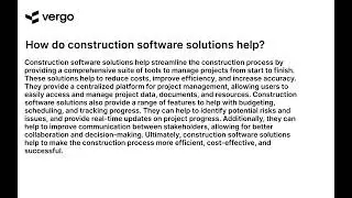 Construction Software Solutions: A Helping Hand