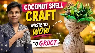 From waste to wow 🥥✨Coconut shell into cute Groot 🌱Do you like this? 💚 Comment below 👇