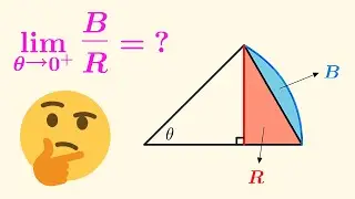 Can you find the limit of the ratio of the areas of the blue and red regions?