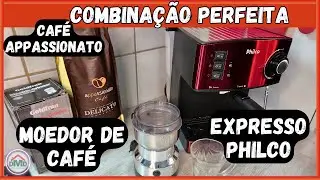 Moedor de Caf&eacute; Inox El&eacute;trico / Caf&eacute; em Gr&atilde;os Appassionato e Cafeteira Expresso Philco
