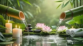 Relaxing Music for Healing + Bamboo Water Sounds 🌿 Relieves depression and tension & Nature Sounds
