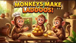 Monkeys Make Delicious Laddoos Together 🐒🍬 | Cute Village Cooking | Fun Animal Short | #Shorts
