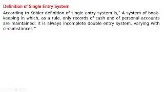 Definition of Single Entry System
