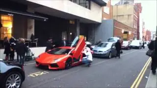 Orange Lamborghini Aventador Driving scenes and Walkaround