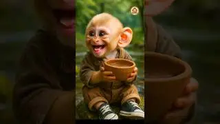 😍🐵 Baby Monkey Drinks Water from a Clay Pot &ndash; The Purest Moment You&rsquo;ll Ever See!