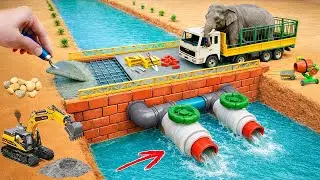 DIY Mini Tractor Science Project Builds a Strong Concrete Bridge After a Crocodile Destroyed It