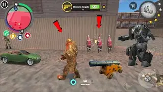 Rope Hero Vice Town (stone giant man in army base) mutant man makes a giant hero - Gameplay HD