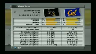 NCAA Football 2004 HD | Dynasty Season 1 Week 2 | Cal #82 vs Southern Miss #40