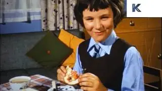1950s, 1960s UK Family in Kitchen, Children Eating Sandwiches, Bread