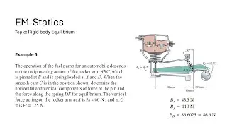 Rigid body Equilibrium Ex 05: Find the components of force at pin B and the force along spring DF.