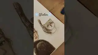 Drawing about winter ❄️ #drawing #art #cat #sketch