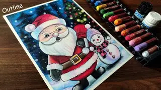 Santa Claus Drawing with Oil Pastel | Christmas Drawing Easy with Oil Pastel #merrychristmas