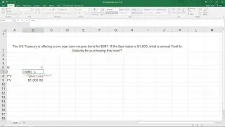 Finding Zero Coupon Bonds Interest Rate (YTM) Tutorial in Excel