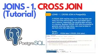 JOINS - 1. CROSS JOIN in PostgreSQL | Tutorial #ezettutorial #postgresql