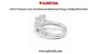 3.56 CT Asscher Cut Lab Diamond Ring | Bold White Gold Statement Ring | AJretail.com