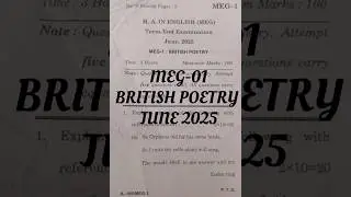 MEG 01 | British Poetry | June 2025 | previoua year question paper #contentcreator