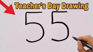 How to draw Beautiful Drawing From Number 5 | Teacher's Day Drawing | Birds Drawing | Parrot Drawing