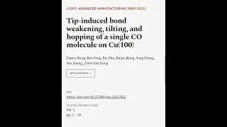 Tip-induced bond weakening, tilting, and hopping of a single CO molecule on Cu(100) | RTCL.TV