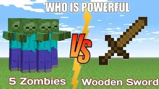 5 Zombies VS Wooden Sword | Minecraft Battle | Who Will Win That
