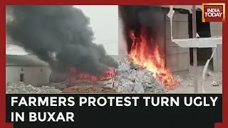 Cops Lathi Charge On Farmers In Buxar, Government Vehicles Vandalised