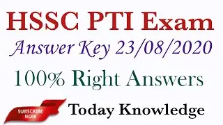 HSSC PTI Exam answer key//23/08/2020