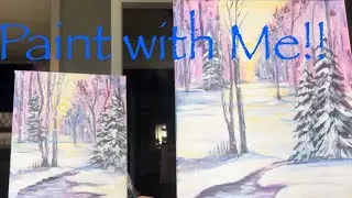 Paint with Me! Winter trees #paintandsip #paintingtutorial