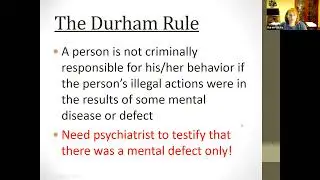 Criminal Law Chapter 6 Defenses Excuses: Insanity