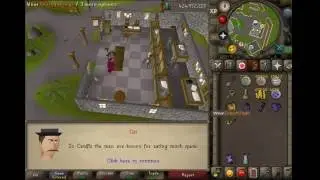 Jump for joy in the Yanille bank  Dance a jig before you talk to me  Equip a brown apron, adamantite
