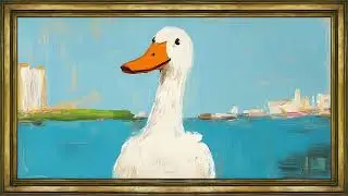 White Duck by the Water &mdash; 4K Frame TV Art Screensaver | Textured Impressionist Bird Painting