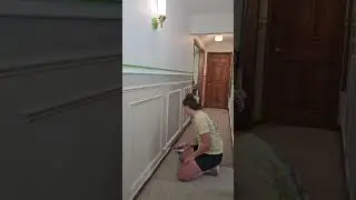 This hallway was so dark! I added in some simple trim with pole wrap and painted the walls.