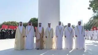حمدان بن محمد وأولياء العهود والشيوخ يشهدون احتفالية العلم في كورنيش أبوظبي