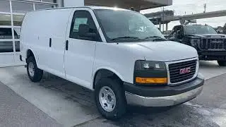 White 2023 GMC Savana Cargo Van Base Review Calgary AB - Wolfe Calgary