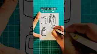 Easy Bathroom things Drawing || How To Draw tissue, handwash, Towel & toothpaste&brush ✍️ & 🎨 #bath