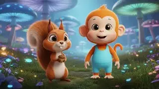 The monkey in the giant mushroom field #monkey #animation