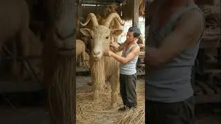Transforming Golden Straw into a Majestic Goat! 🐐 #handmade  #amazingart