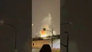 Russia, Moscow, Tushino. A substation is on fire. A Ukrainean drone strike.
