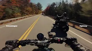 Kancamagus Highway Fall Foliage - Motorcycle Trip - Triumph Speed Twin 1200 - RAW Sound - POV 4K