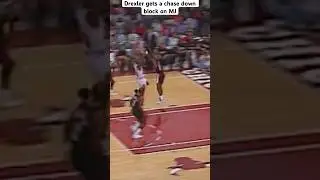 NBA Flashback: The Glide, Clyde Drexler chase down block on Michael Jordan #shorts #highlights #nba