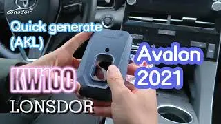Lonsdor KW100  Quick Generate Toyota AVALON 2021 All Keys Lost- OBDII365