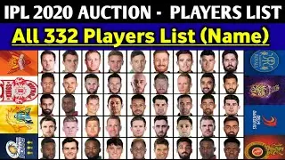 IPL 2020 Auction Players List : All 332 Players List Name For IPL 2020 Auction| IPL Auction Schedule