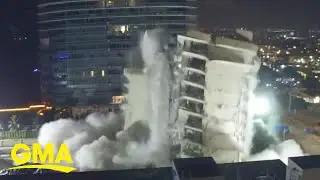 Surfside condo demolished ahead of storm, new building evacuated | GMA