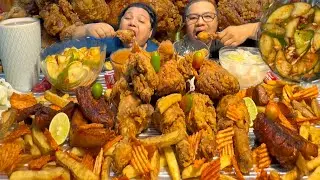 Pork dameko & Fried chicken mukbang|| French fries and spicy snacks with  काँक्रा साँधेको || 